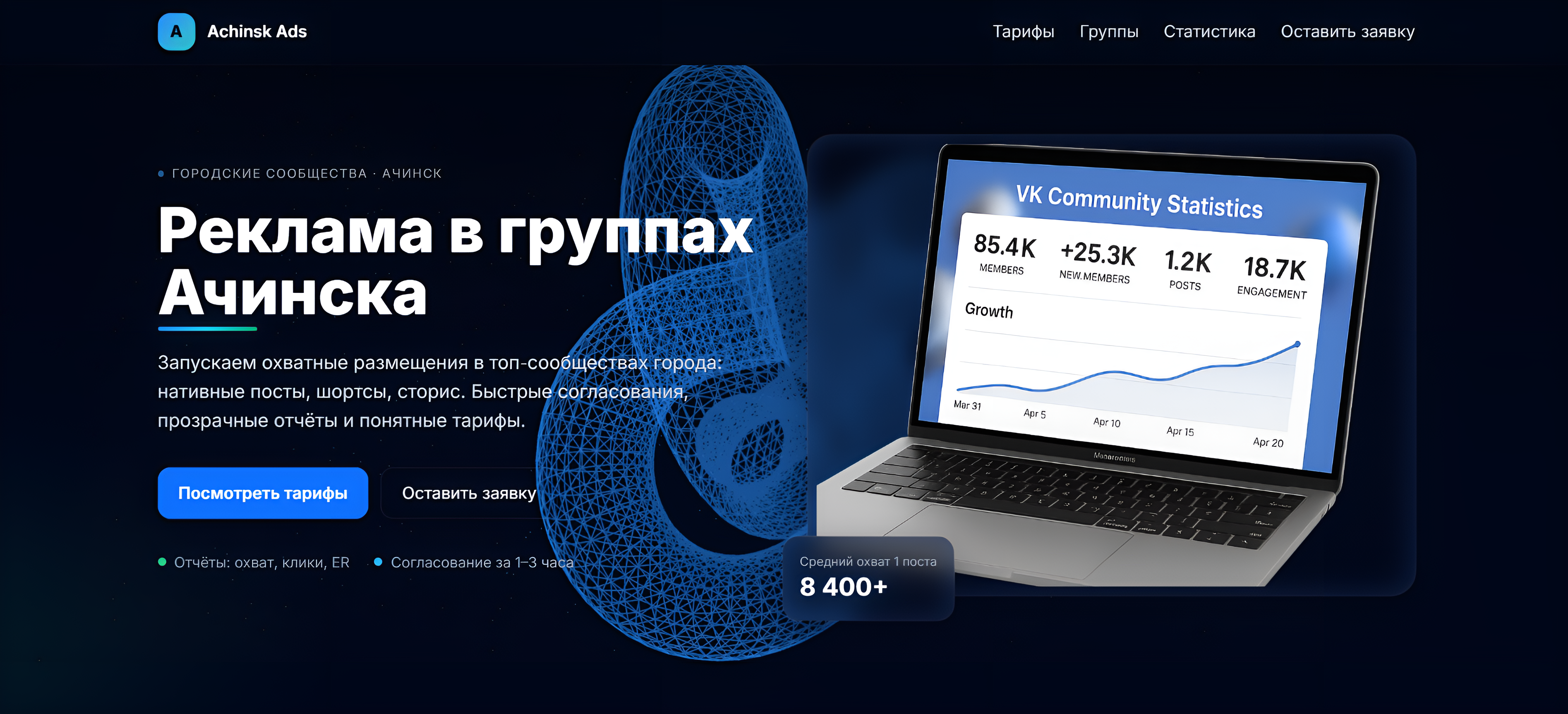 Кейc: платформа размещения рекламы в сообществах Ачинска